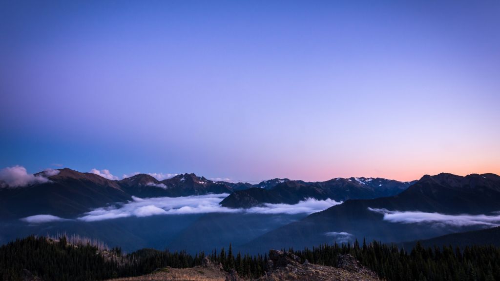 Закат, Голубые Горы, Олимпийский Национальный Парк, Вашингтон, HD, 2K, 4K, 5K