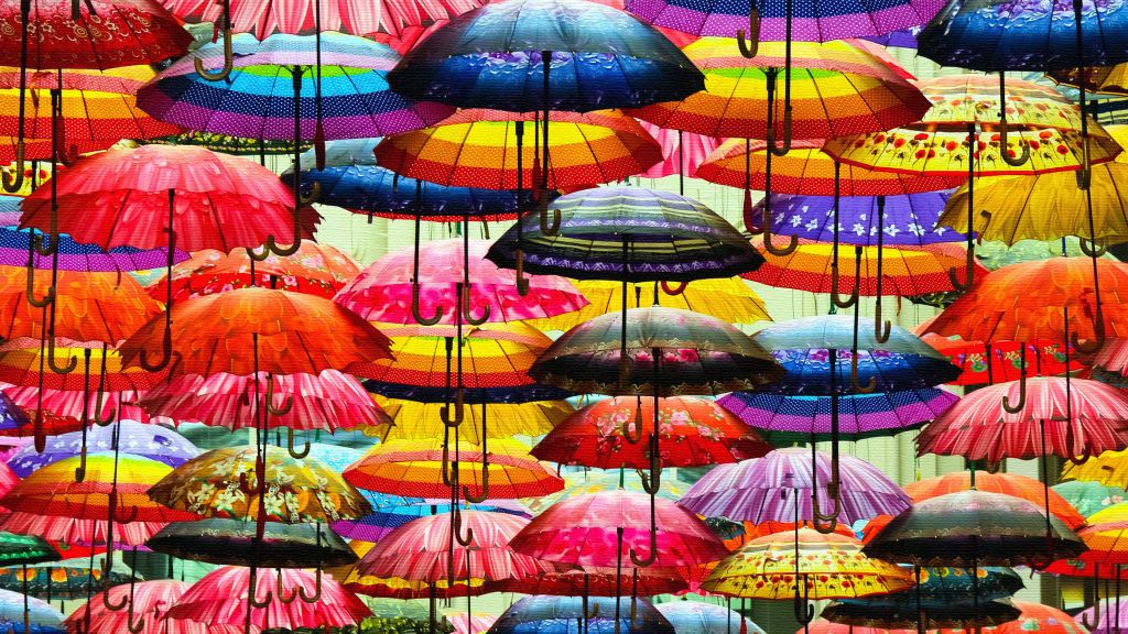 Зонтики, Красочные, Краски, HD, 2K, 4K