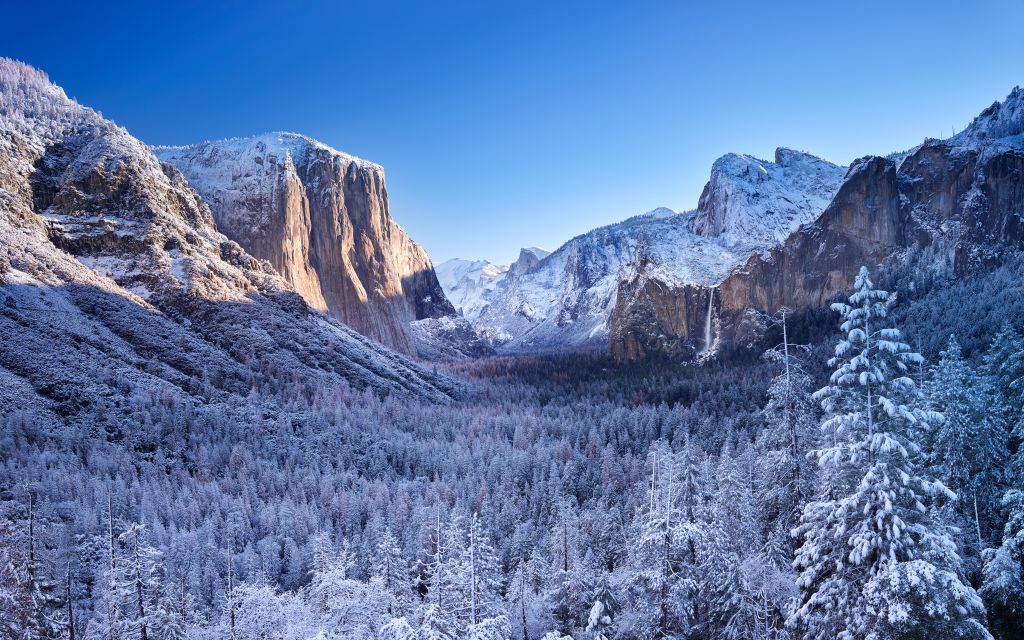 Йосемитский Национальный Парк, Зима, Солнечный День, Пейзаж, Калифорния, HD, 2K, 4K