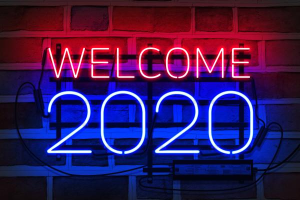 2020 Новый Год, С Новым Годом, Добро Пожаловать, Неоновая Вывеска, HD, 2K, 4K