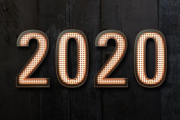 2020, С Новым Годом, Темный Фон, HD, 2K
