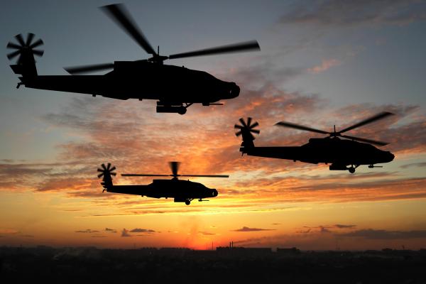 Вертолеты Apache, Сансет, HD, 2K