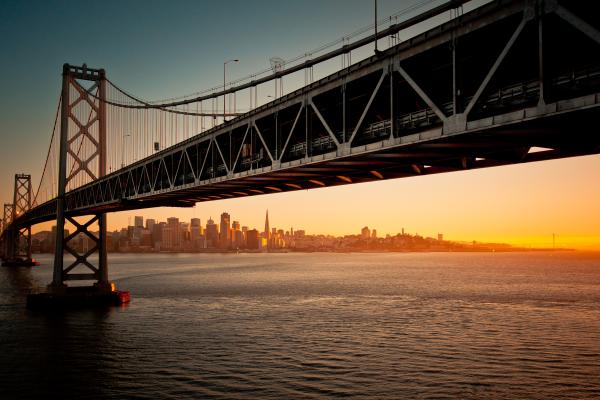 Мост Через Залив, Городской Пейзаж, Закат, Рассвет, Сан-Франциско, Окленд, HD, 2K