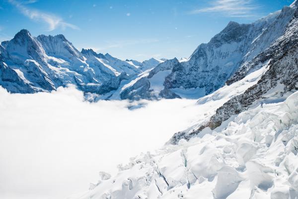 Бернские Альпы, Гора, Швейцария, Снег, Зима, Небо, Облака, HD, 2K, 4K