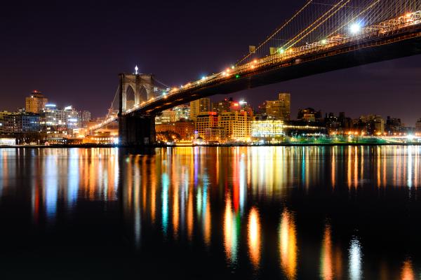 Бруклинский Мост, Ночной Пейзаж, Городской Пейзаж, HD, 2K