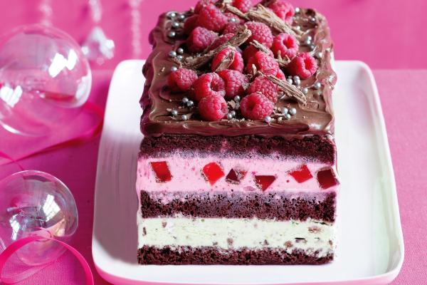 Торт, Шоколад, Мороженое, Ягоды, Малина, Розовая, HD, 2K
