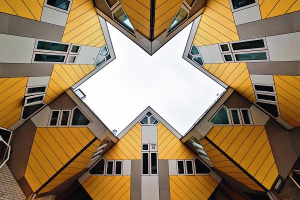 Кубические Дома, Архитектура, Желтый, Роттердам, Нидерланды, HD, 2K, 4K