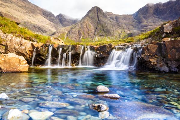 Сказочные Бассейны, Водопад, Остров Скай, Шотландия, HD, 2K