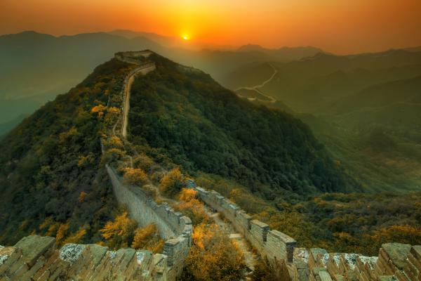 Великая Китайская Стена, Путешествие, Туризм, Закат, HD, 2K, 4K, 5K