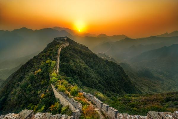 Великая Китайская Стена, Закат, Пейзаж, Живописные, HD, 2K, 4K, 5K