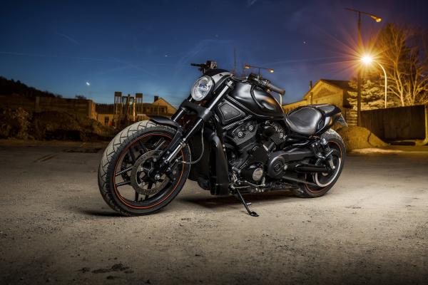 Harley-Davidson, Ночь, HD, 2K, 4K, 5K