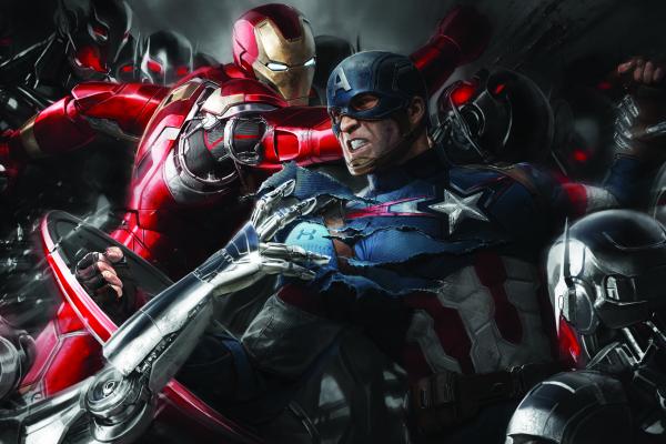 Железный Человек, Капитан Америка, Гражданская Война, Концепт-Арт, HD, 2K, 4K