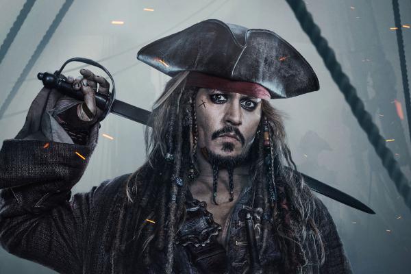 Джонни Депп, Капитан Джек Воробей, Пираты Карибского Моря: Мертвецы Не Рассказывают Сказки, HD, 2K, 4K
