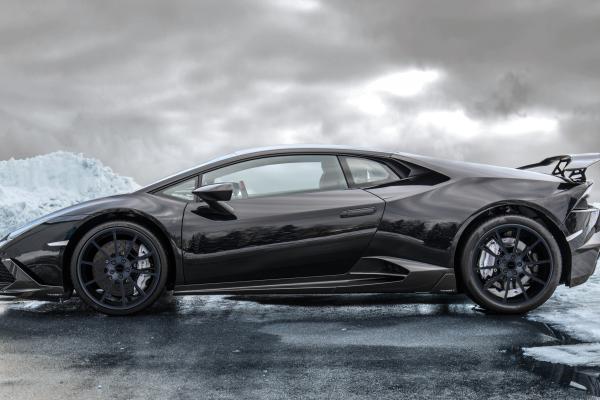 Lamborghini Huracán, Суперкар, Лед, Черный., HD, 2K, 4K