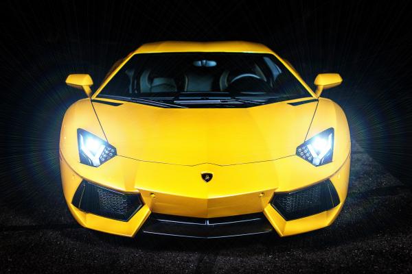 Lamborghini Murcielago, Желтый, Темный Фон, HD, 2K, 4K
