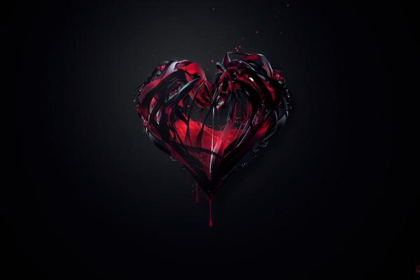 Влюбленное Сердце, Темный Фон, HD, 2K