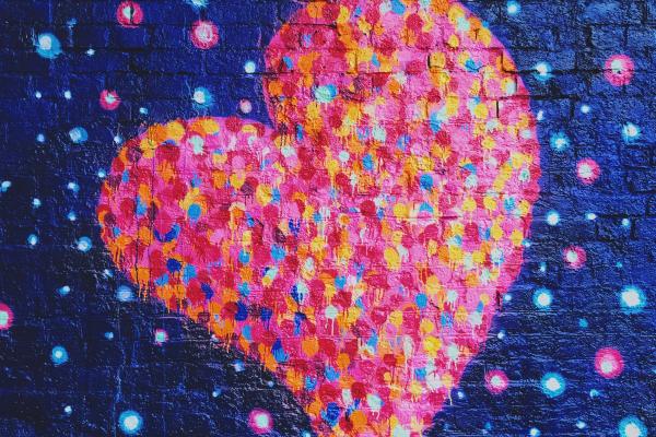 Влюбленное Сердце, Граффити, Красочное, Неон, HD, 2K