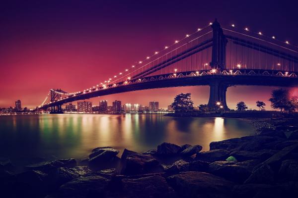 Манхэттенский Мост, Подвесной Мост, Нью-Йорк, HD, 2K, 4K