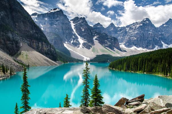 Озеро Морейн, Национальный Парк Банф, Альберта, Канада, Горы, HD, 2K, 4K