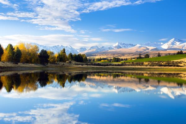 Гора Хаттон, Озеро, Пейзаж, Размышления, Новая Зеландия, HD, 2K, 4K