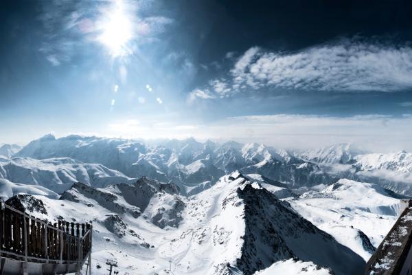 Горы, Французские Альпы, Зима, Снег, Солнечный Свет, Франция, HD, 2K