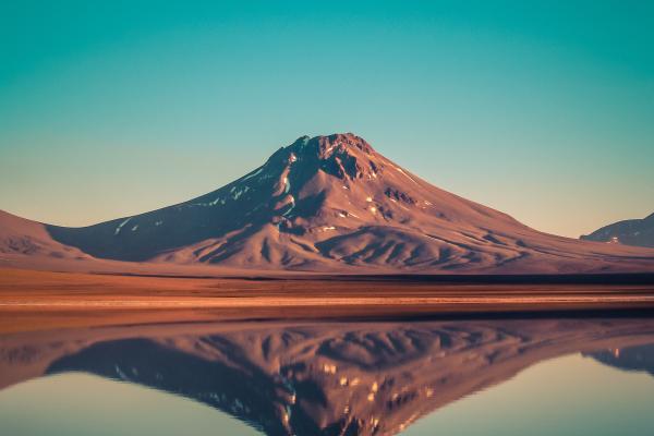 Горы, Озеро Лехия, Чили, Пейзаж, HD, 2K