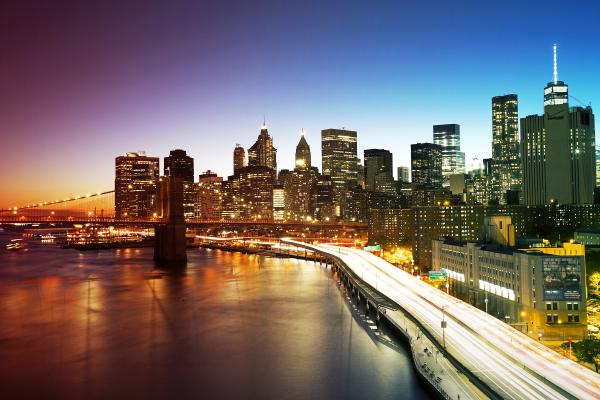Нью-Йорк, Манхэттенский Мост, Городской Пейзаж, Горизонт, Закат, HD, 2K, 4K