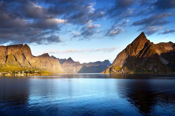 Норвегия, Лофотенские Острова, Европа, Горы, Море, Облака, HD, 2K, 4K, 5K