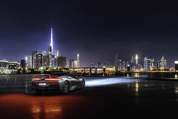 Pininfarina Battista, Дубай, Городской Пейзаж, Ночь, 2019, HD, 2K, 4K, 5K