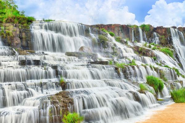 Pongour Waterfall, Водопад, Путешествия, Pongour, Водопад, Далат, Вьетнам, Гора, Река, HD, 2K