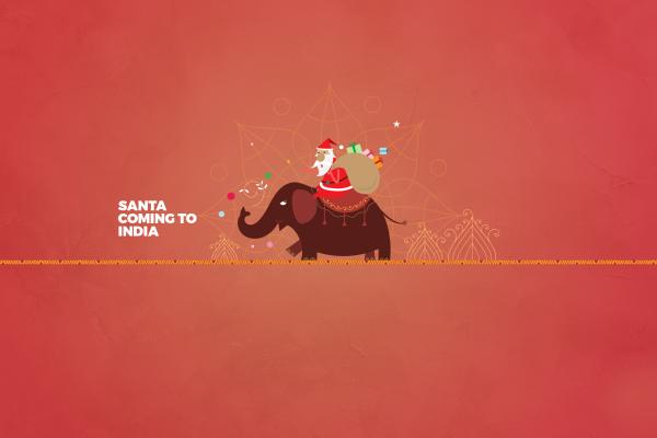 Дед Мороз, Слон, Индия, Минимал, HD, 2K