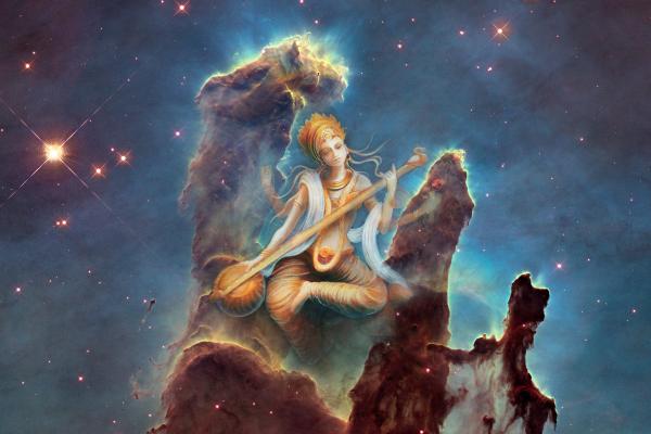 Сарасвати, Индийская Богиня, Богиня Знаний, Столпы Творения, HD, 2K