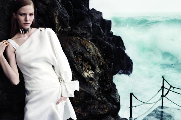 Саша Лусс, Top Fashion Models 2015, Модель, Пляж, Белое Платье, Море, Океан, HD, 2K, 4K