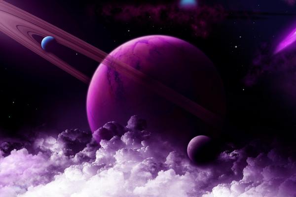 Сатурн, Planet, Purple, HD, 2K, 4K