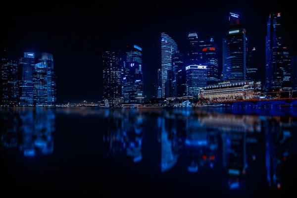 Сингапур, Городской Пейзаж, Nightscape, Современный, Городской, Размышление, HD, 2K