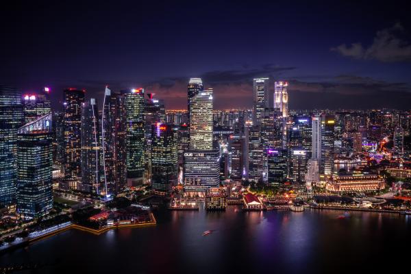 Сингапур, Городской Пейзаж, Панорама, Городские Огни, Nightscape, HD, 2K, 4K, 5K