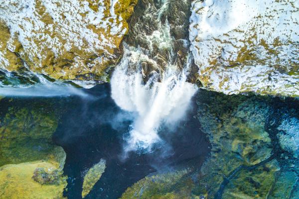 Водопад Скогафосс, Вид С Воздуха, Исландия, HD, 2K, 4K