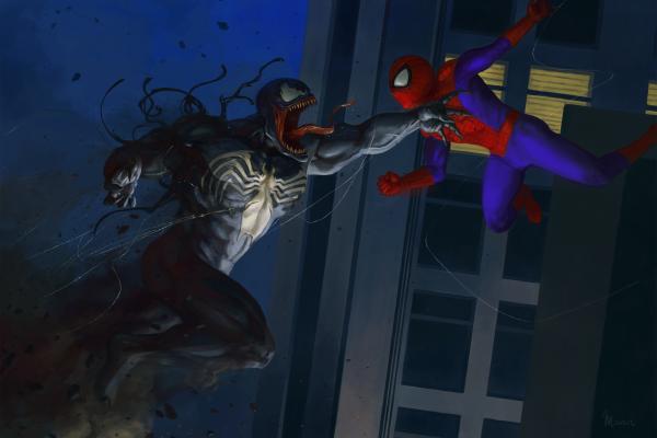 Spider-Man, Venom, Работа, HD, 2K