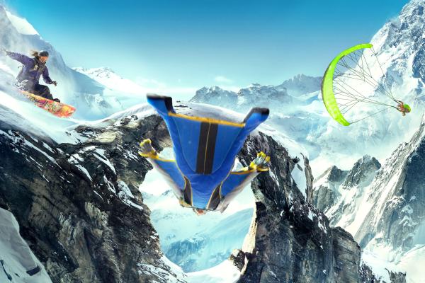 Крутой, Сноуборд, Wingsuit Flying, Paragliding, HD, 2K, 4K