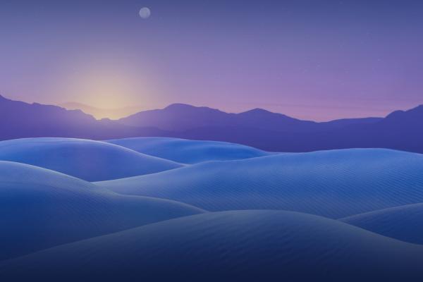 Закат, Песчаные Дюны, Пустыня, Горы, Минимал, HD, 2K