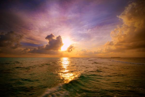 Закат, Мальдивы, Ландаа Джираавару, Остров, HD, 2K