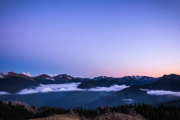 Закат, Голубые Горы, Олимпийский Национальный Парк, Вашингтон, HD, 2K, 4K, 5K