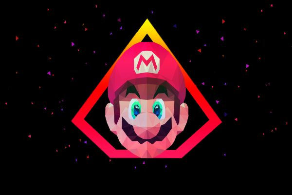 Super Mario, Artwork, Низкополигональная, Минимальная, HD, 2K