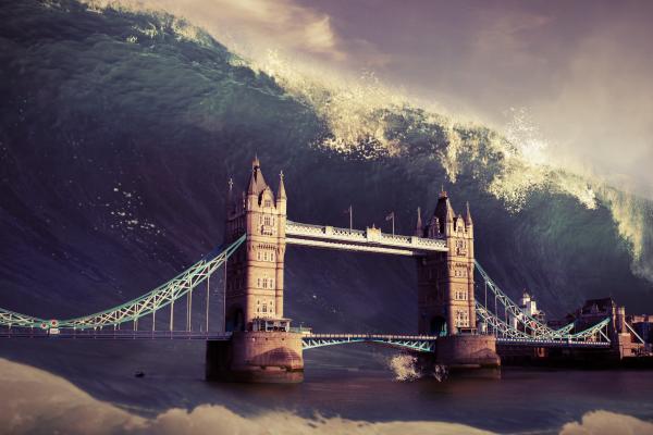 Тауэрский Мост, Лондон, Волны, Наводнение, Апокалипсис, HD, 2K