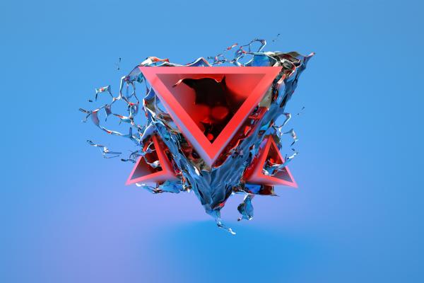 Треугольник, Красный, Синий, HD, 2K