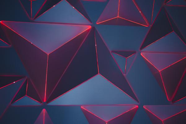 Треугольники, Неон, Красный, Геометрический, Шаблон, HD, 2K, 4K, 5K