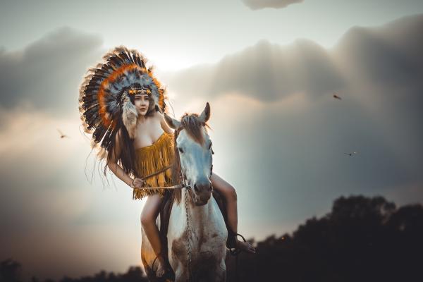 Племенная Женщина, Костюм, Косплей, Белая Лошадь, HD, 2K, 4K, 5K