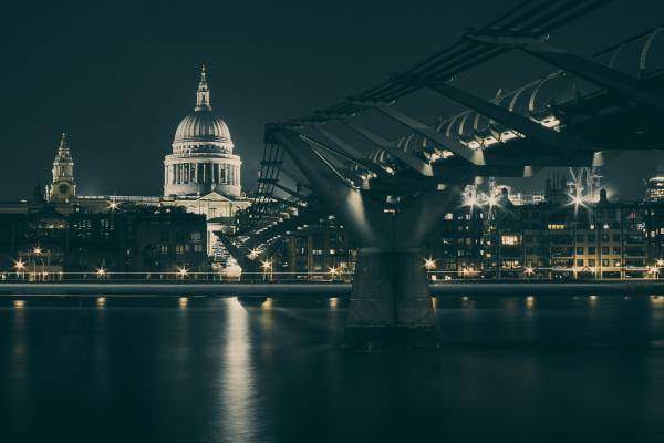 Великобритания, Мост, Ночь, Река, HD, 2K, 4K