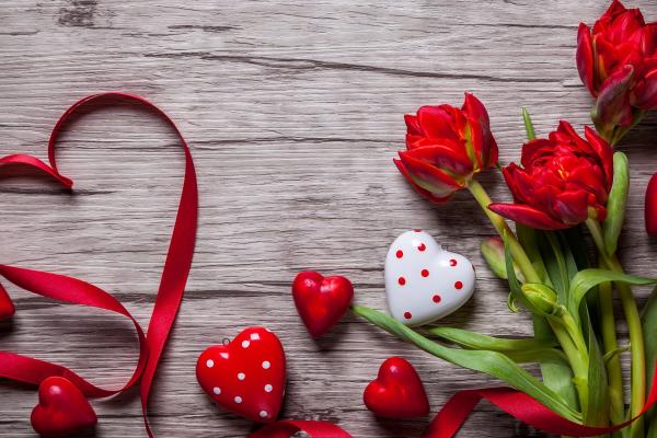 День Святого Валентина, Love Image, Heart, Flowers, Tulips, HD, 2K, 4K, 5K