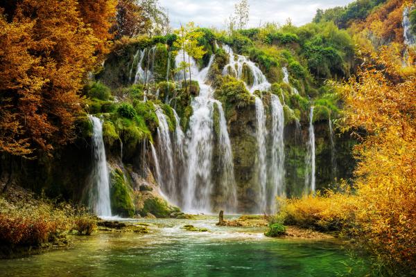 Водопады, Национальный Парк Плитвицкие Озера, Хорватия, HD, 2K, 4K